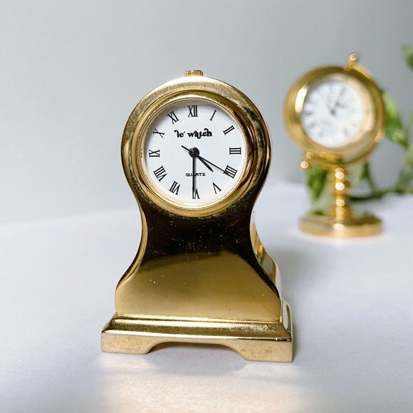 Le Watch (2) Vintage Miniature Clocks Solid Brass PRISTINE Condition - Picture 2 of 7